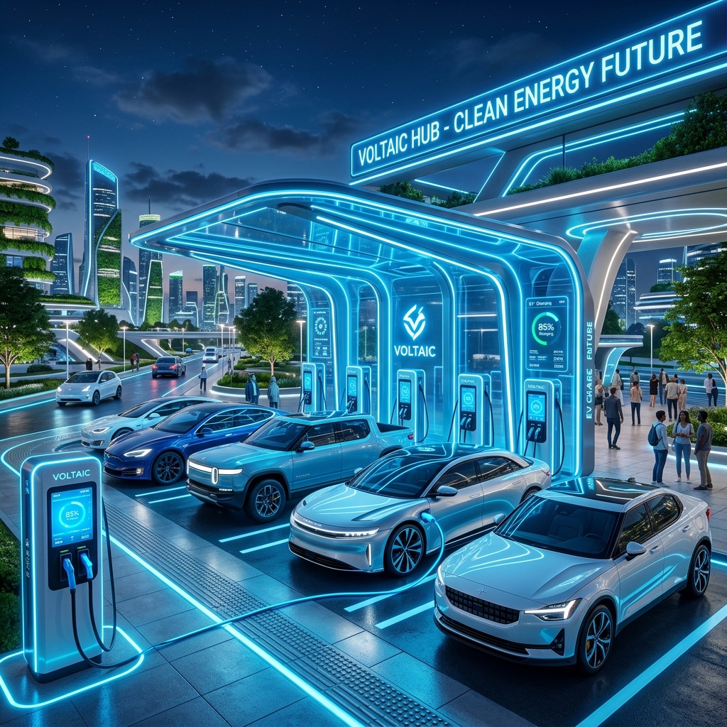 Futuristic electric vehicle charging station