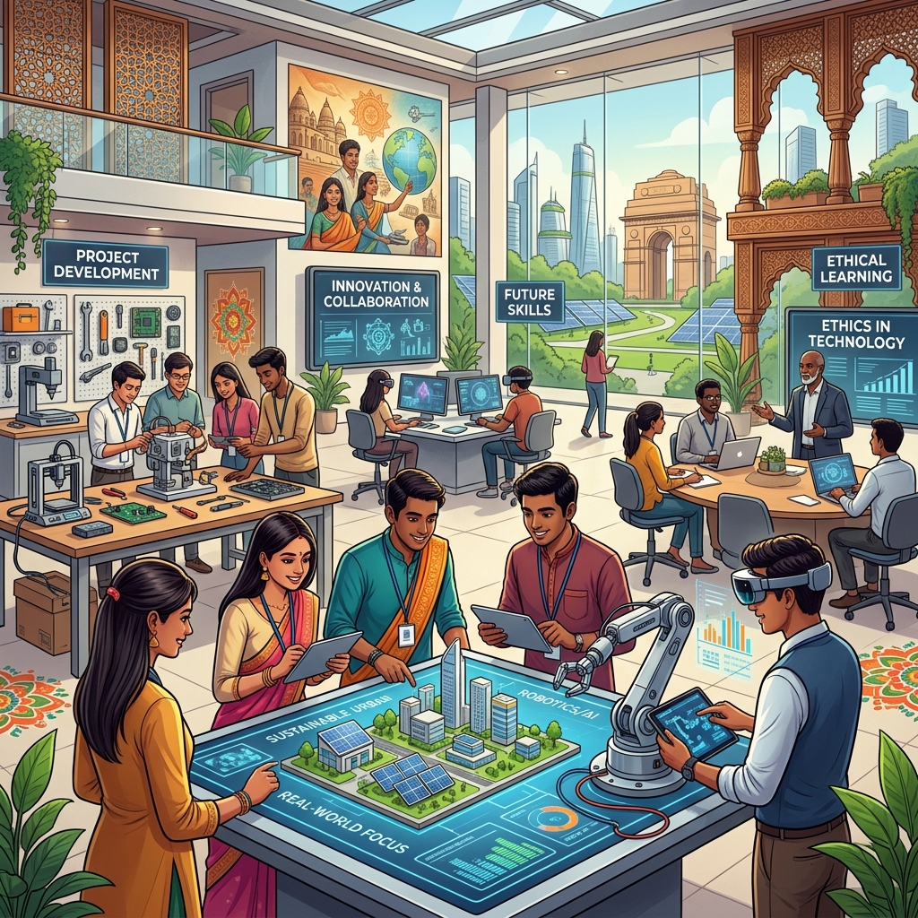 Futuristic illustration of Indian Education